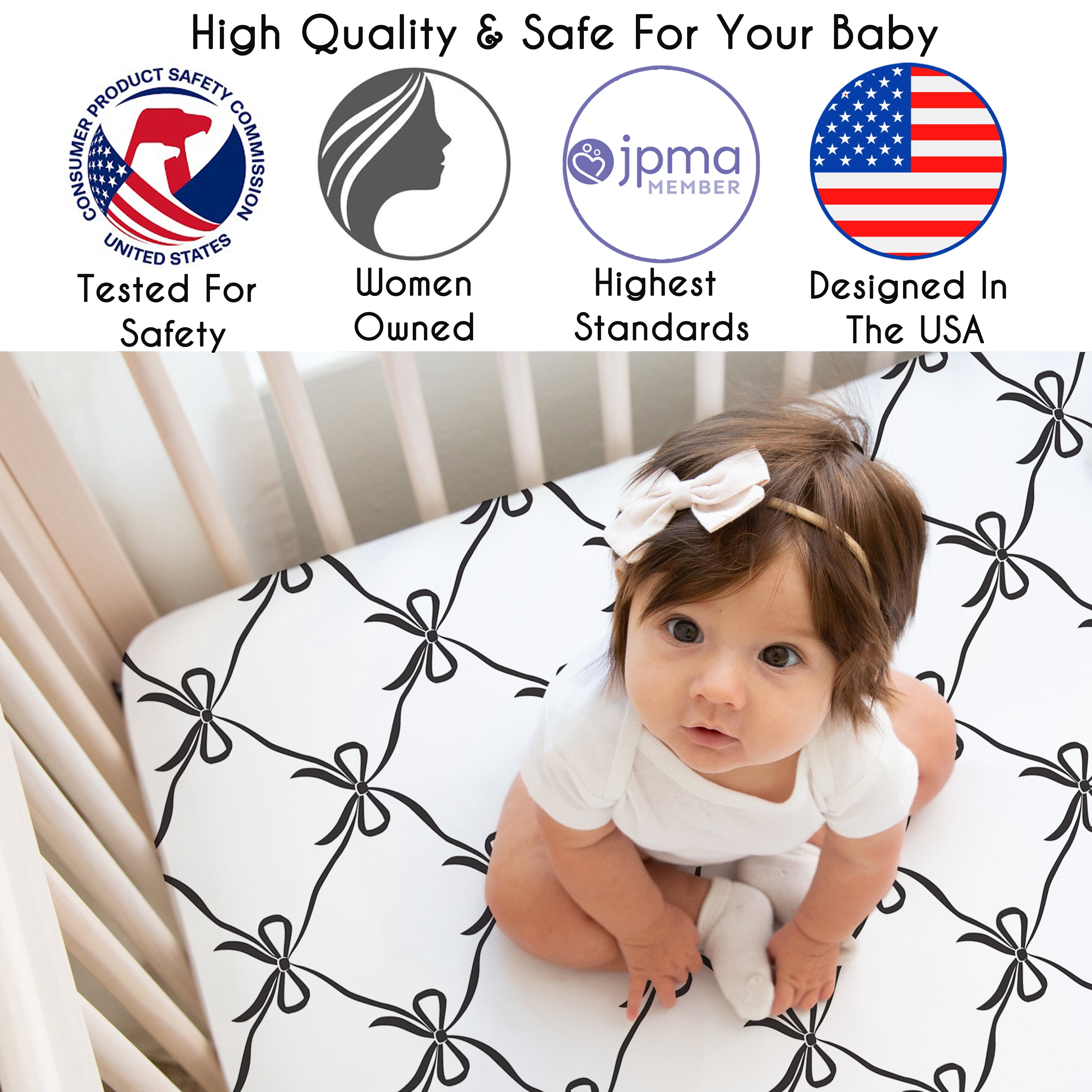 Sweet Jojo Designs Ballerina and Ballet Bows Black Girl Fitted Crib Sheet
