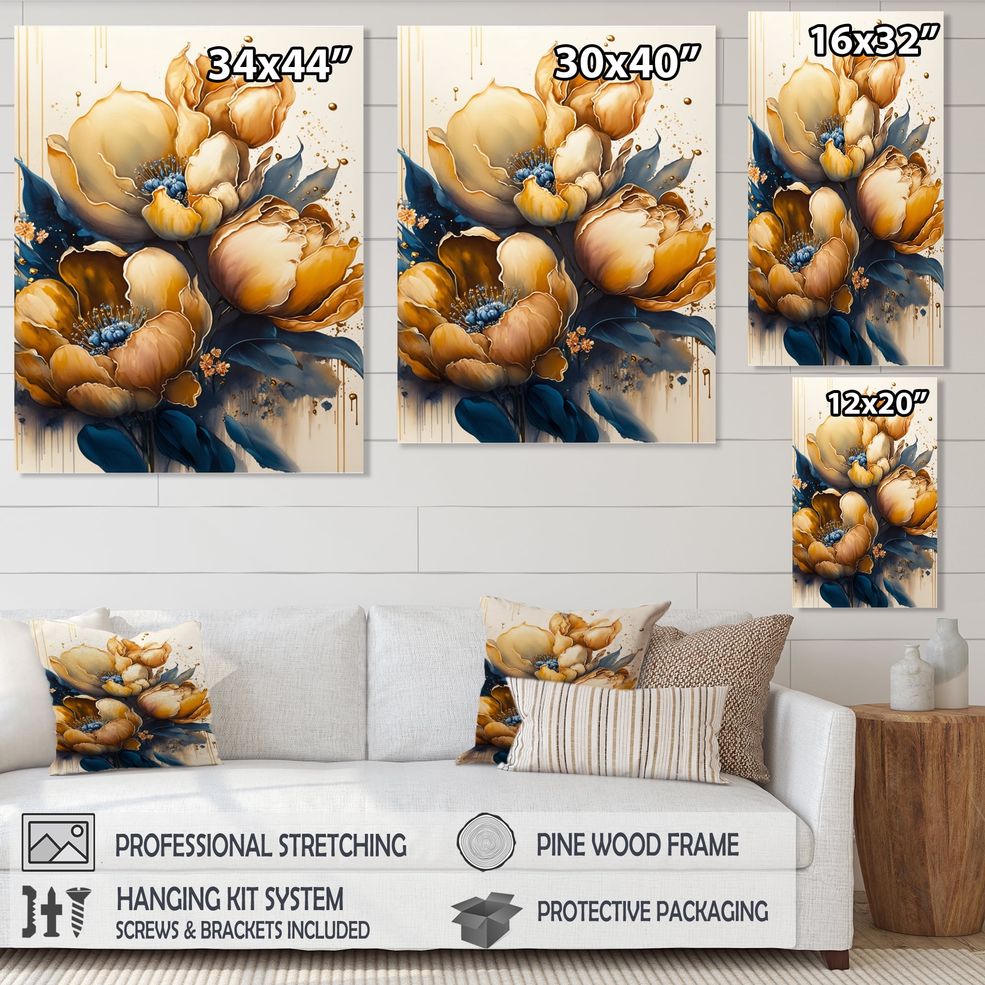 Designart Yellow And Orange Tulips Canvas Wall Art