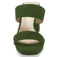 thumbnail image 5 of YDN Women Slip on Double Strap Platform Mules Open Square Toe High Block Heels Casual Dress Work Slide Sandals Size 16 Olive, 5 of 5