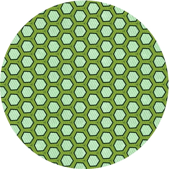 Ahgly Company Indoor Round Patterned Light Green Area Rugs, 5' Round