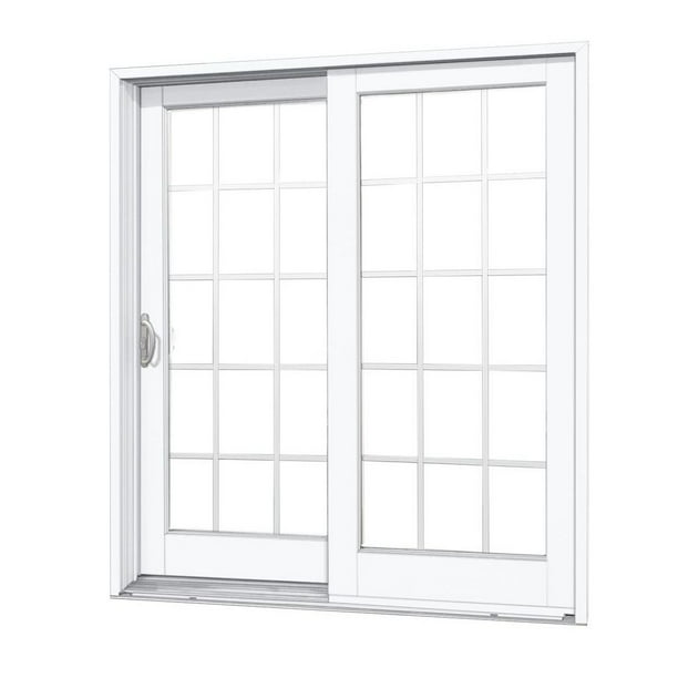 60 In X 80 Woodgrain Interior And Smooth White Exterior Left Hand Composite Sliding Patio Door With 15 Lite Sdl Com Hand Composite Sliding Patio Door, Masterpiece Sliding Door Installation