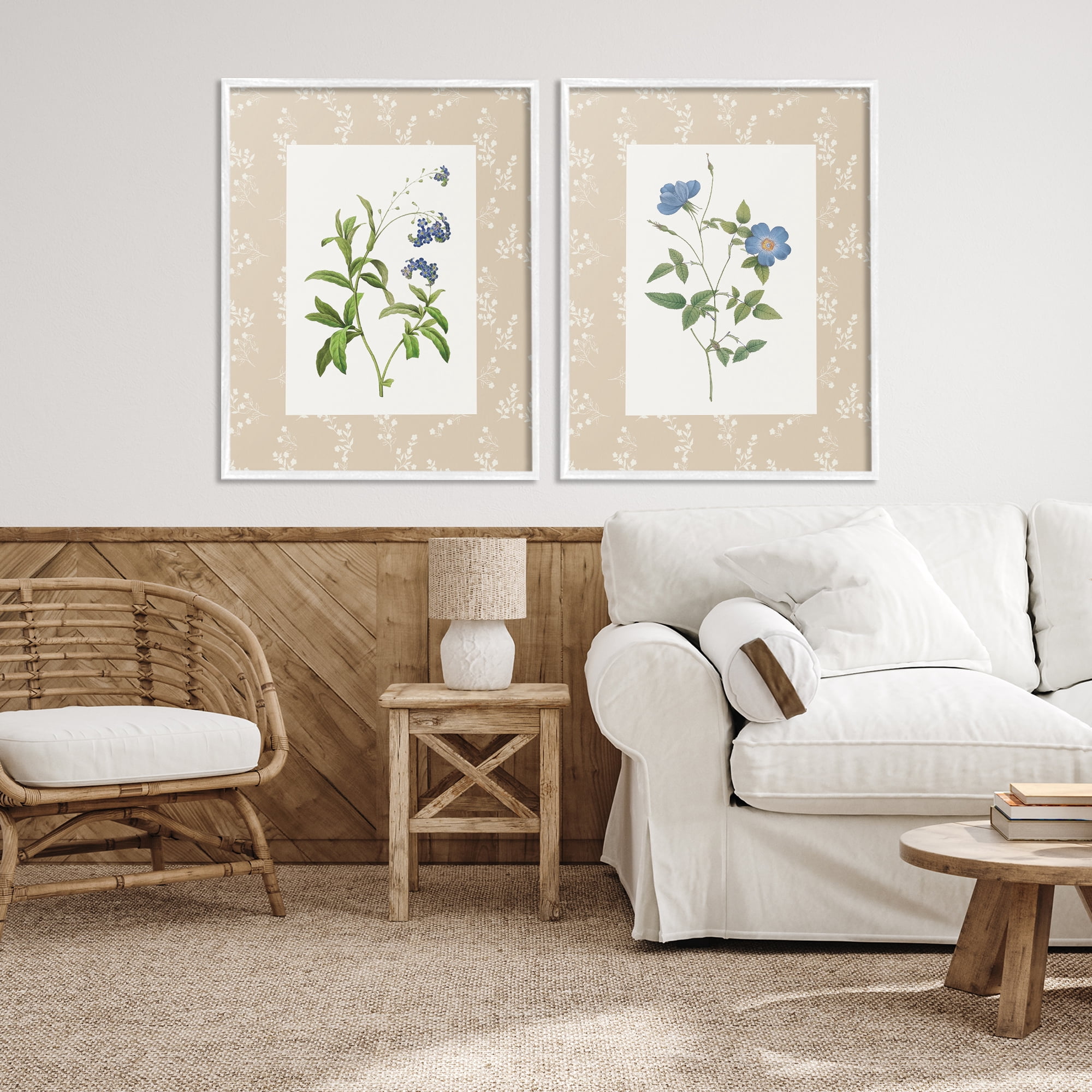 Stupell Industries Herbs on Beige Botanicals 2 Piece White Framed Giclee Art Set, design by Val Rhodes