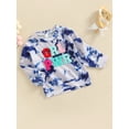 thumbnail image 3 of Toddler Girls Long Sleeve Crewneck Tie-Dye Letter Patterned Pullover Sweatshirt, 3 of 9
