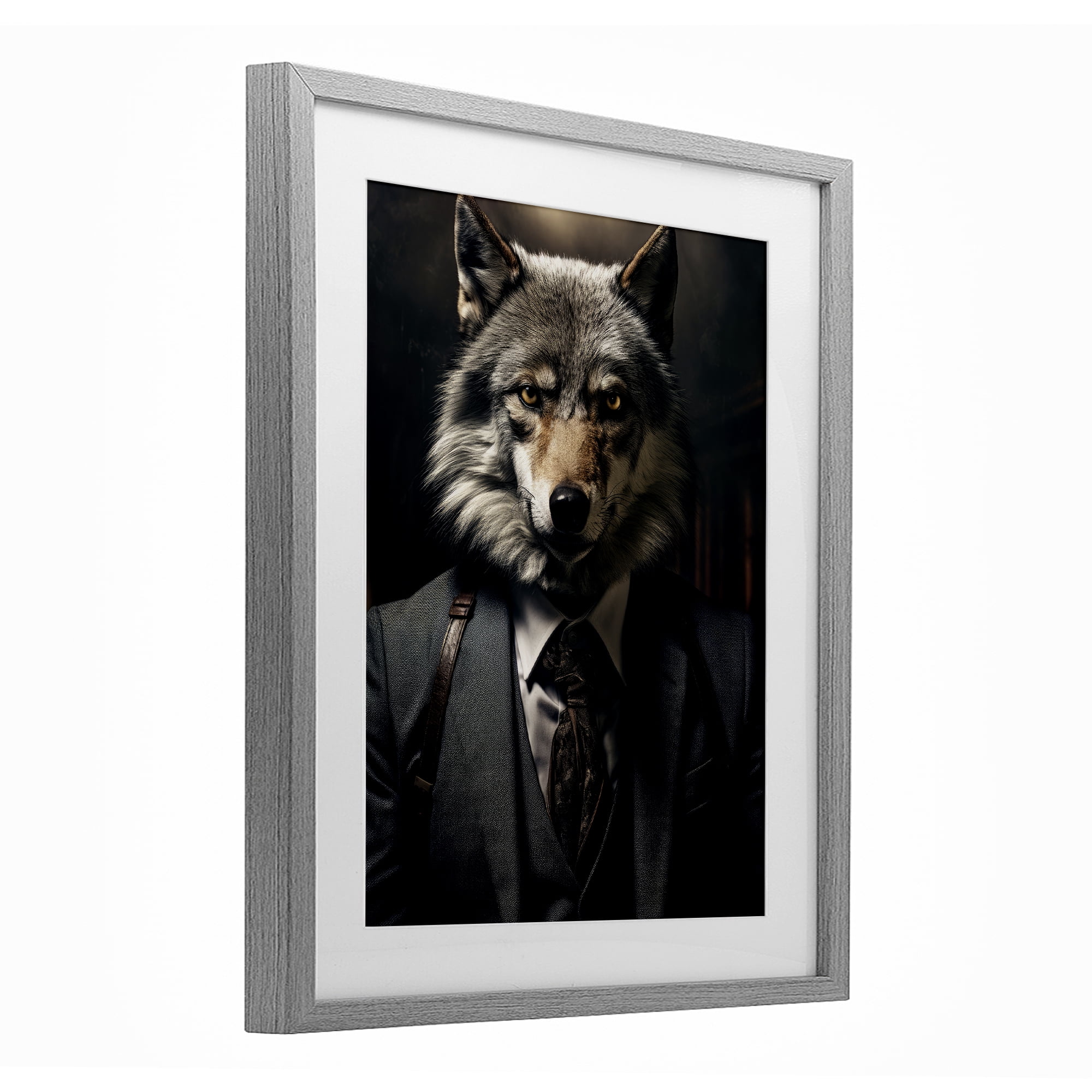 Stupell Industries Trendy Wall Street Wolf Gray Framed Print Under Glass, design by Ray Powers
