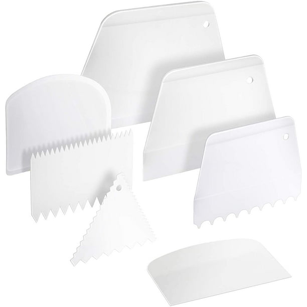 Juego de 7 rascadores para tartas, herramienta más suave para decoración de tartas, rascador de masa de plástico, raspador de cuenco flexible para hornear pan, glaseado, fondant, tartas, crema Ormromra HMHZ801