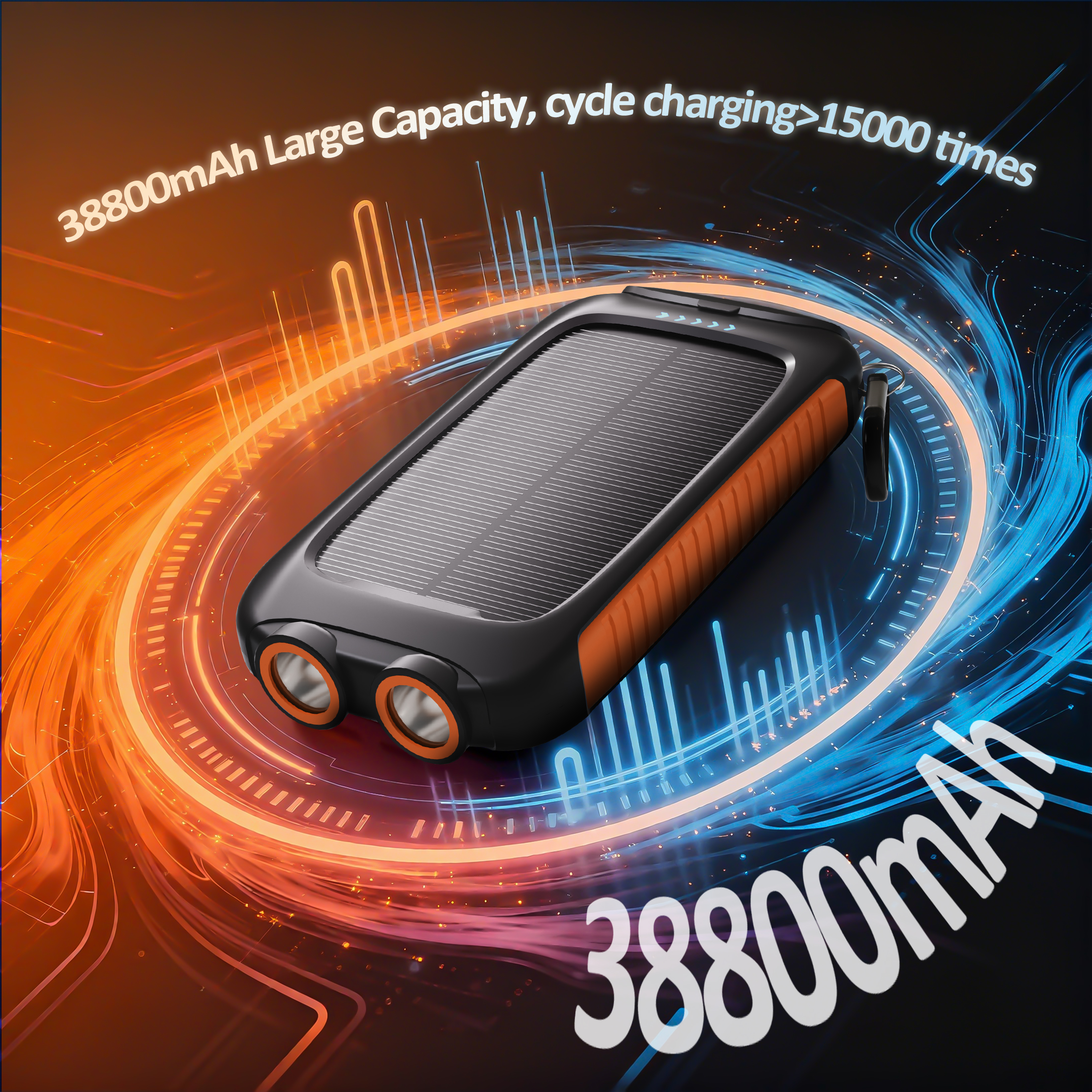 Solpowben 38800mAh Solar Power Bank, Orange photo 3