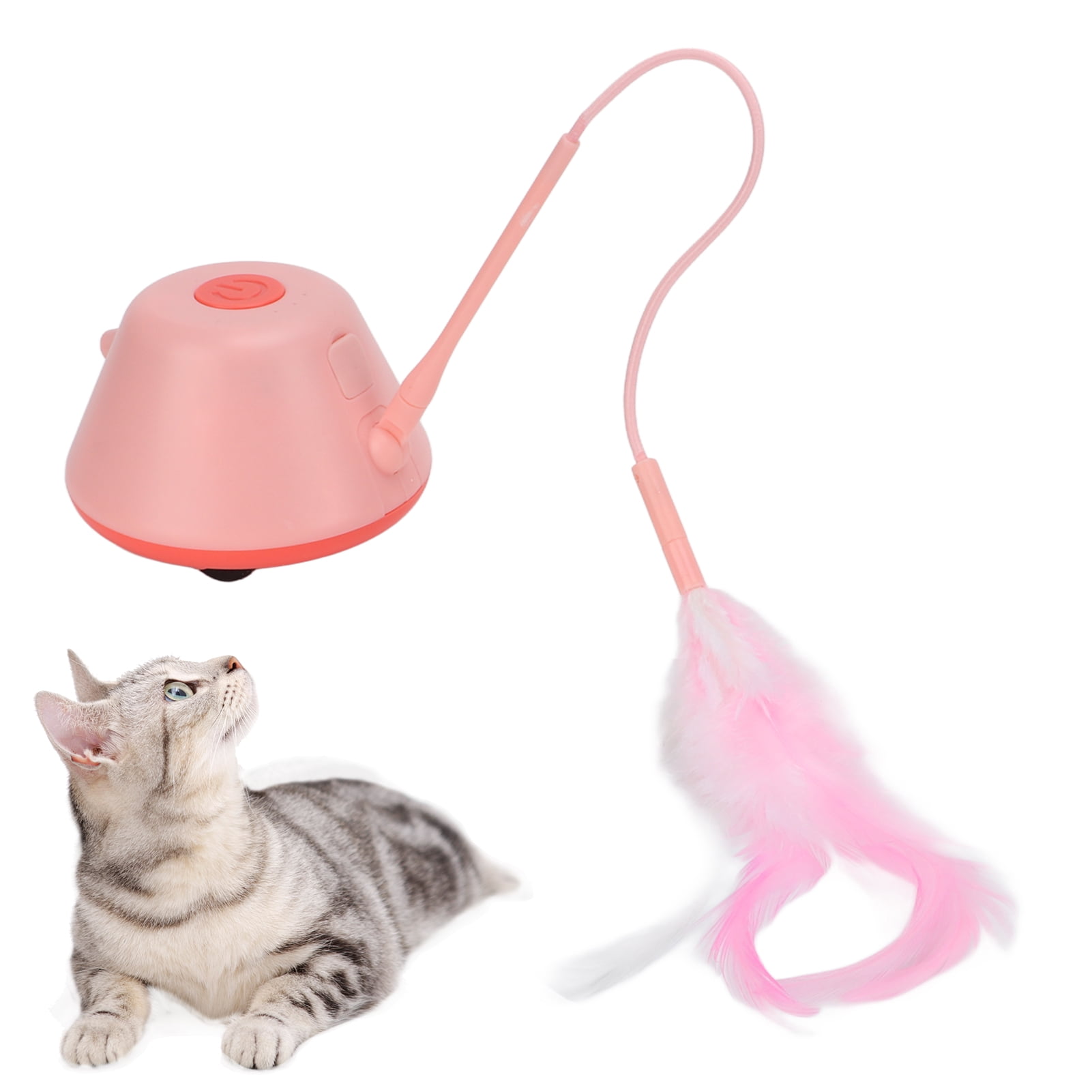 Yajisi Automatic Cat Toy Interactive 3 Modes LED Moving Electric Kitten Feather Toy for Indoor Cats, Pink, Built-in Battery, 5.12 inches / 13 cm