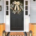 thumbnail image 2 of 24 Inch Pre-Lit Lighted Wreath with Pine Cones & Red Berries,Classic Holiday Garland Decorative Garland with 20 Led Lights Home Decor for Front Door，Champagne, 2 of 7