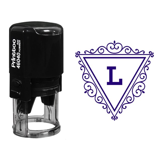 Printtoo Triangle Swirl Border L Alphabet Monogram Initial Office Stationary R-40 Self Inking Rubber Stamp