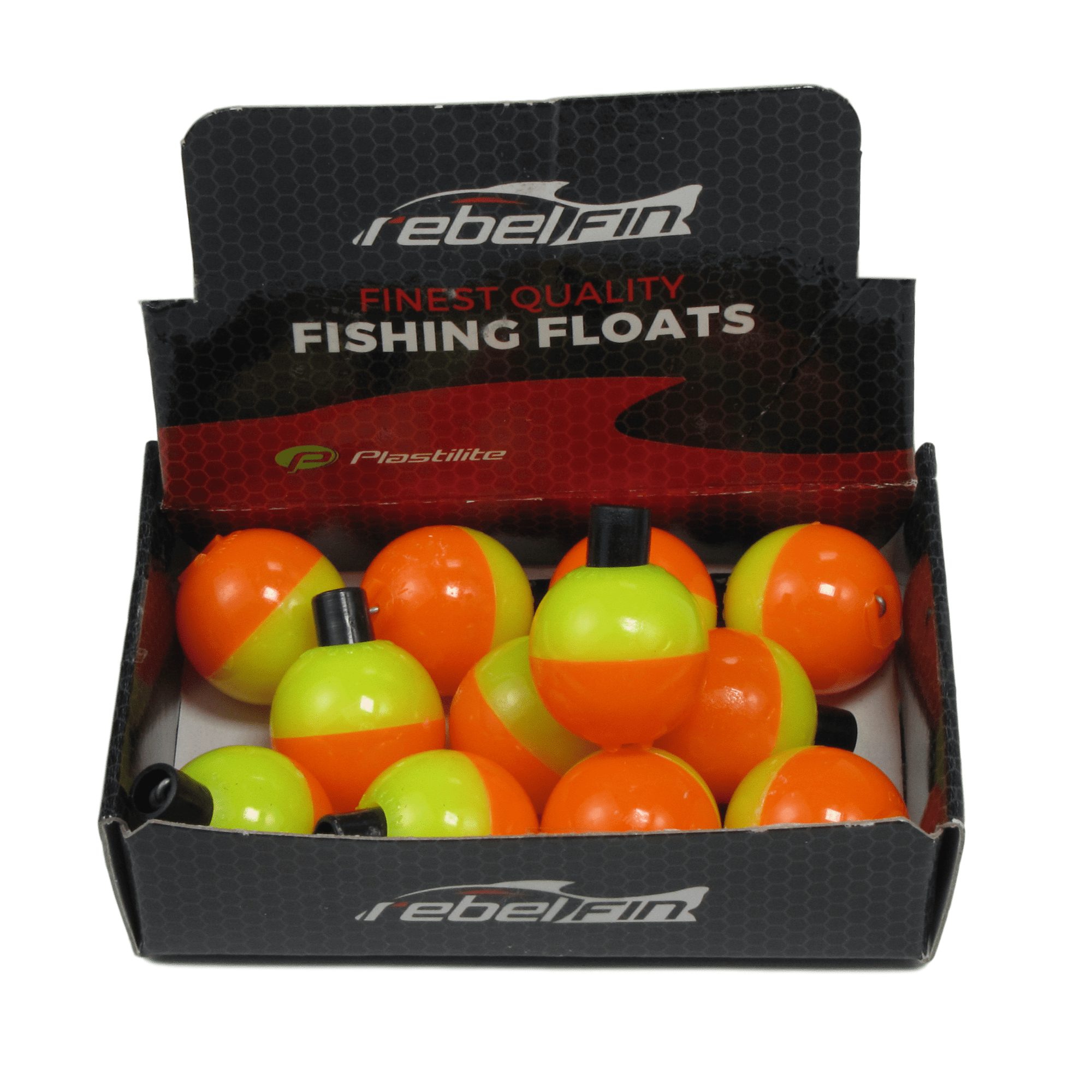 rebelFIN 3/4" inch Round ORANGE & YELLOW Fishing Bobber 12Pack