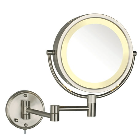 Modern Nickel Wall Mount - Modern Nickel Wall Mounted Lighted Make Up Mirror