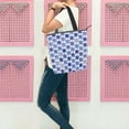 thumbnail image 6 of Zipper canvas bag large capacity large size practical handbag durable Canvas with leather material Navy Blue Stars, 6 of 7
