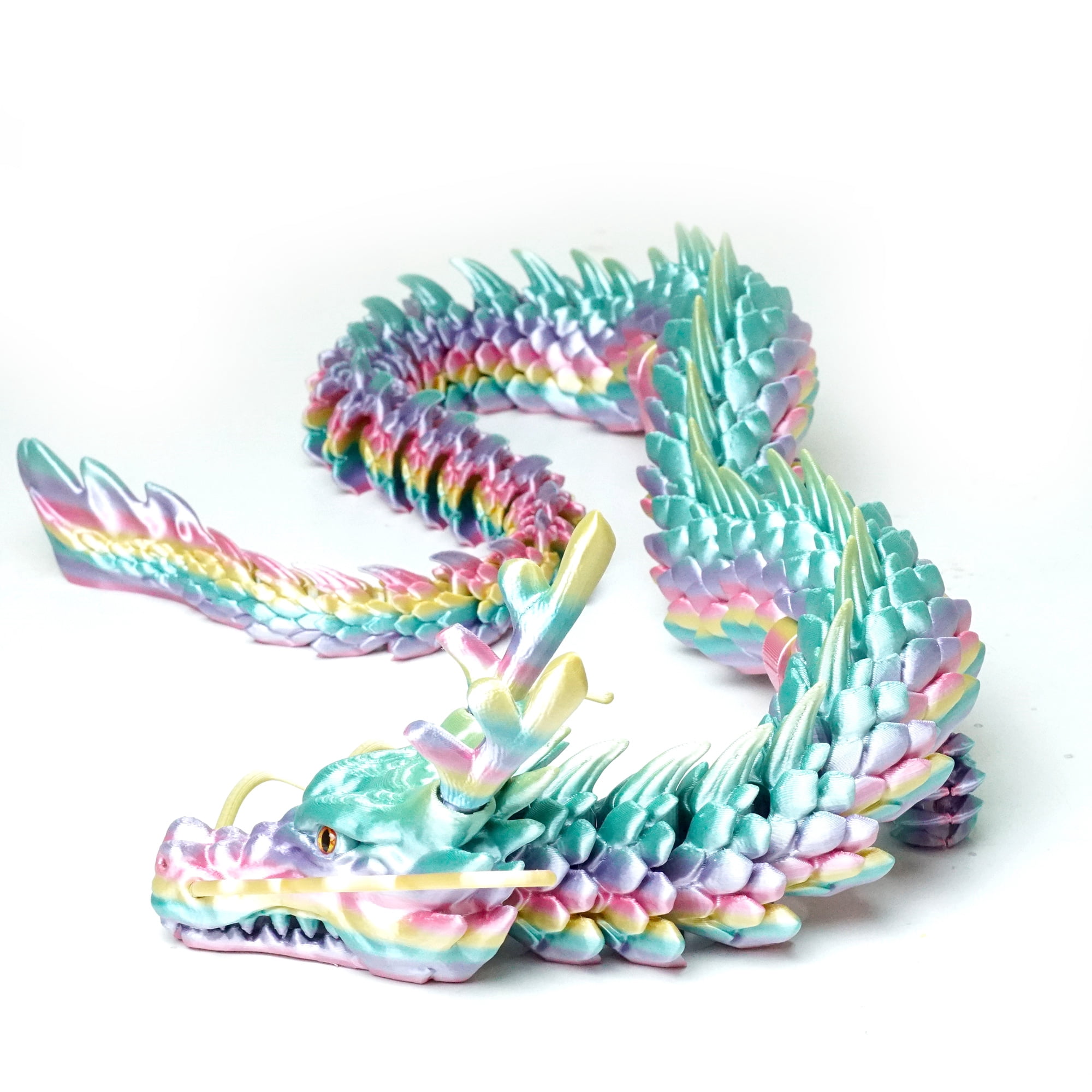33.5inch 3D Printed dragon,Flexible Joint Animal lacertid Figurines, Home Office Decor,Fidget Toy for Adults Teens Boy Festival Gifts,Easter Basket Stuffers,Executive Desk Toy