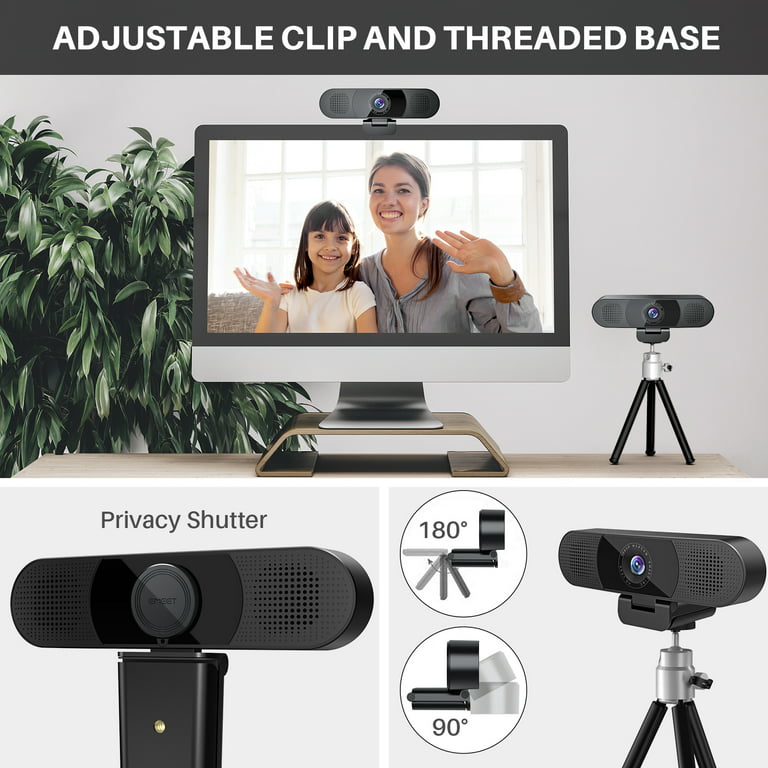 3 in 1 Conference Webcam 1080P Webcam with Microphone EMEET C980 Pro USB  Camera，Black， streaming 