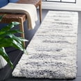 thumbnail image 2 of SAFAVIEH Fontana Shag Darius Abstract Plush Runner Rug, Grey/Ivory, 2'3" x 8', 2 of 8