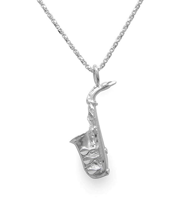 Silver Jewelry,gift for musician CP192 saxaphone necklace Jewelry,saxaphone necklace saxaphone initial necklace