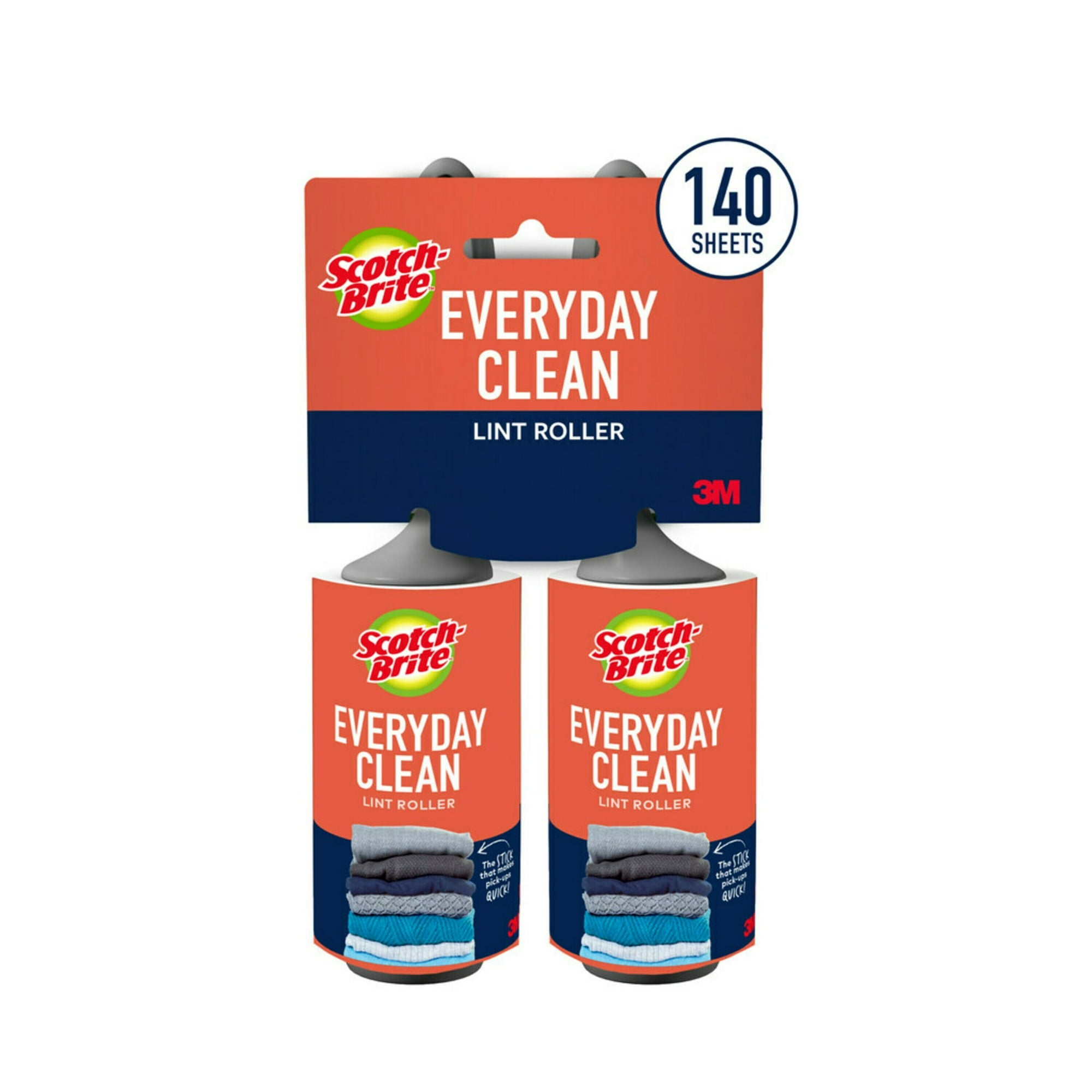 Scotch-Brite Everyday Clean Lint Roller, 70 Sheets per Roller, 2 Rollers