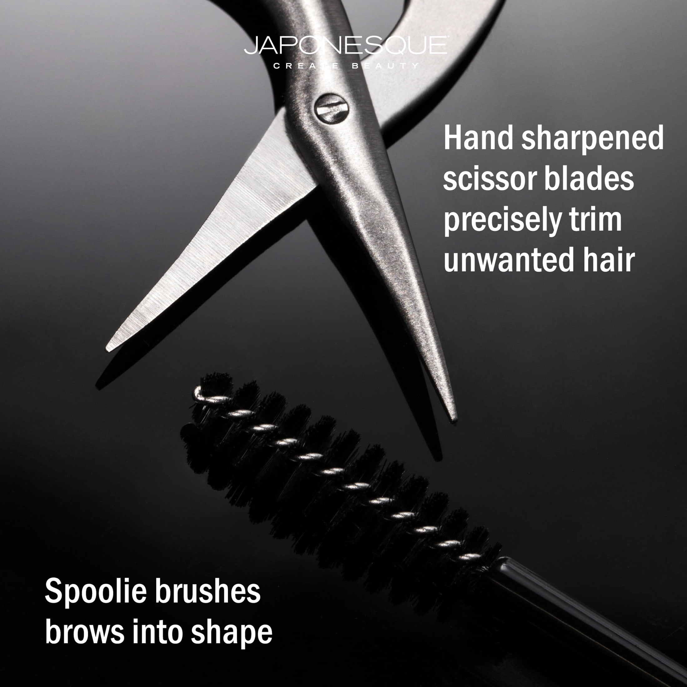 Afanso Stainless Steel Brow Scissors and Spoolie Eyebrow Kit, Eyebrow Scissors 2-Piece, Women's, Size: 3.7 x 1.89 x 0.39, Silver
