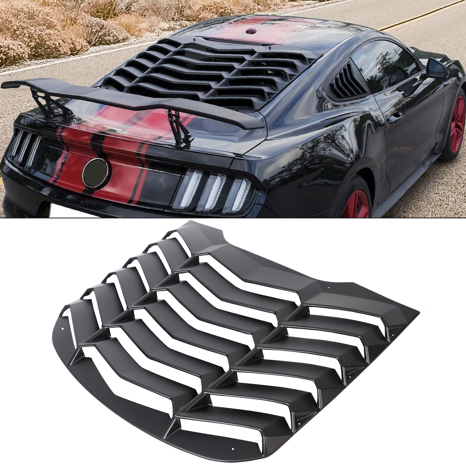 ABS Plastic Matte Black Works With 94-04 Ford Mustang Rear Window Windshield Sun Vent Louver Cover 