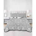 thumbnail image 2 of Quilts Twin Size Bedding Set, Grey Paisley Boho Lightweight Quilted Comforter, Abstract Art Floral Aesthetic Soft Reversible Bedspread Coverlet with Pillow Covers for All Season, 68" x 86", 2 of 7