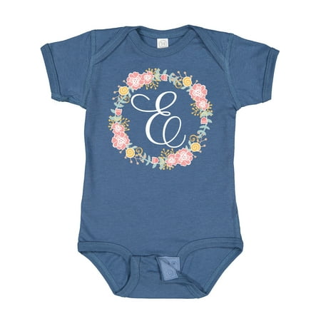 

Inktastic E Monogram Alphabet Letter Rose Floral Wreath Gift Baby Girl Bodysuit