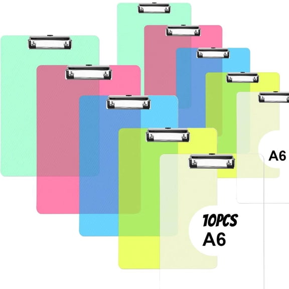 10 Pack Mini Plastic Clipboards A6 4.7x7.3" for Notes, Office, School, Home Use, Cute Classroom Supplies for Notes, Memo Boards