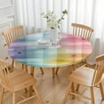 thumbnail image 3 of Colorful Watercolor Stripe Pattern Round Fitted Tablecloth with Elastic Edge,Dining Table Cover Waterproof,Outdoor Round Tablecloth for Camping,Dining,Indoor and Outdoor, 3 of 7