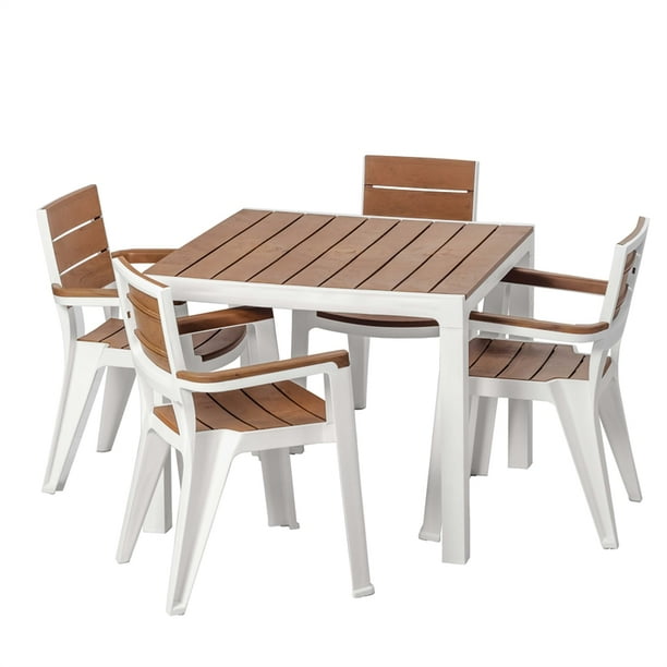 Inval Madeira 5Piece Resin Outdoor Patio Dining Table Set with 4