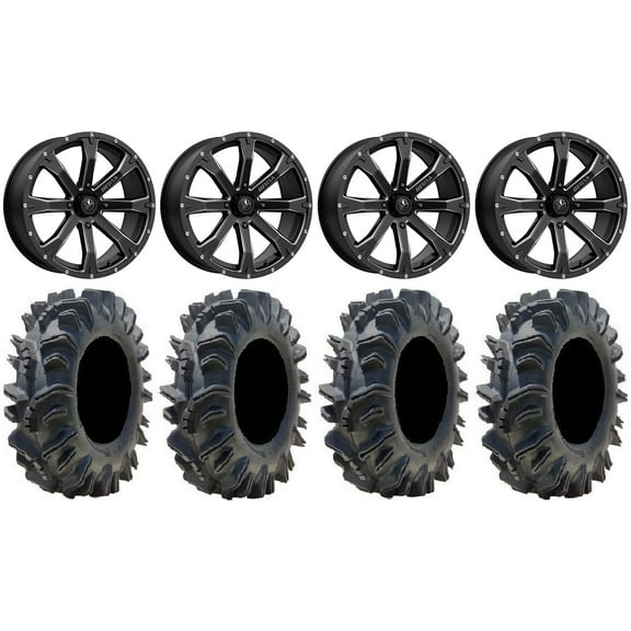 MSA Bounty 18" Wheels Black 34" Terminator Tires Can-Am Commander Maverick Renegade Outlander Defender