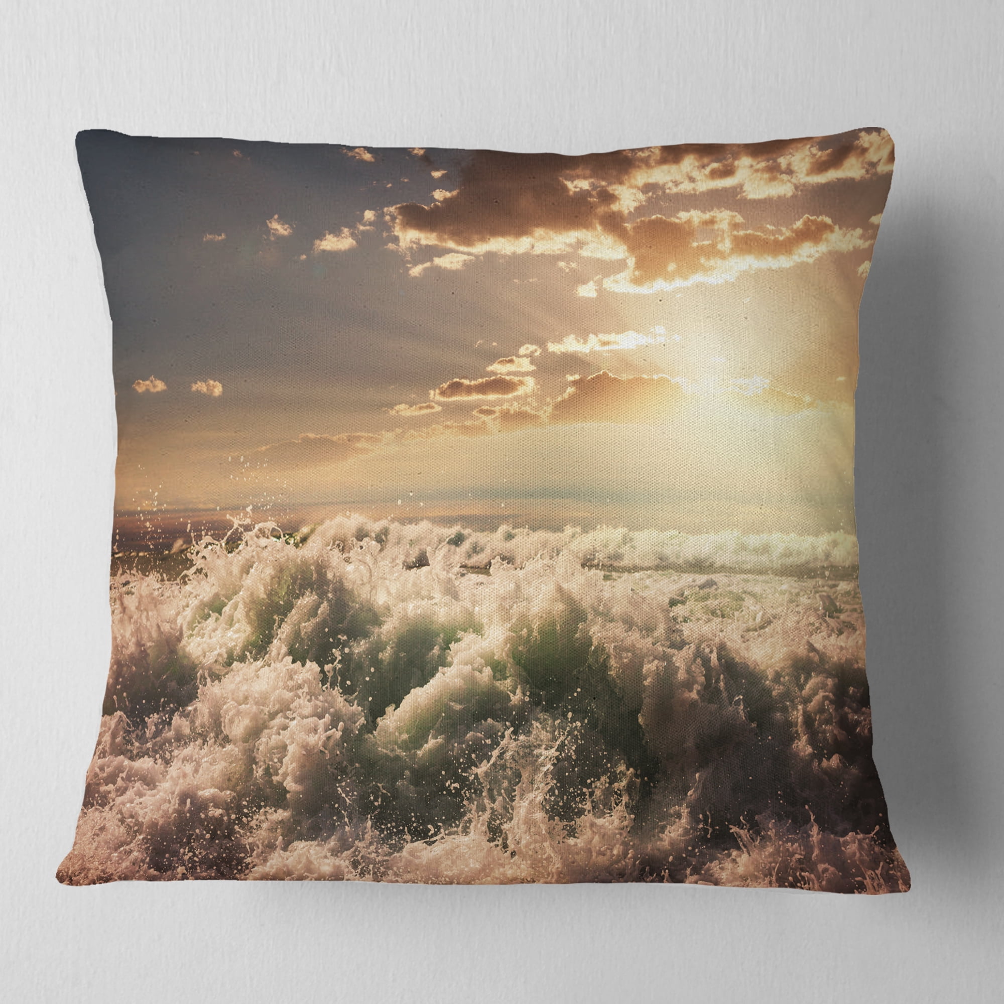 Designart 16" x 16" White Polyester Throw Pillow