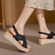 thumbnail image 4 of Zapatos de moda para mujer Plataforma Punta abierta Sandalias de cuña antideslizantes Correa cruzada Boca de pescado Sandalias de cuerda de cáñamo Wmkox8yii nm4660, 4 of 9
