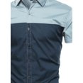 thumbnail image 3 of FashionOutfit Men's Color Block Button Down Short Sleeve Shirt, 3 of 3