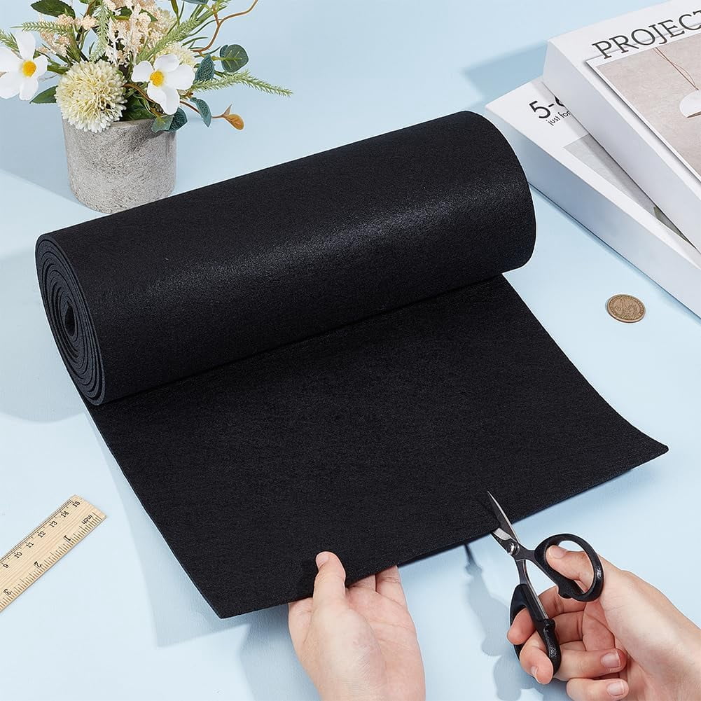 118x11.81 Inch Black Felt Roll 3mm Thick Craft Felt Fabric Soft Fabric Sheets for DIY Arts Crafts Decorations Patchwork Sewing Costumes Black