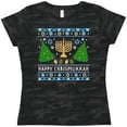 thumbnail image 3 of Inktastic Happy Chrismukkah Sweater Style with Menorah and Trees Women's T-Shirt, 3 of 5