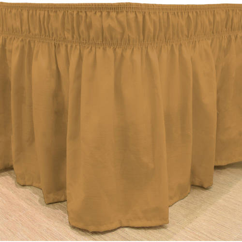 EasyFit Wrap Around Gold Solid Ruffled Bed Skirt, Queen/King