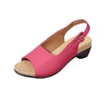 thumbnail image 3 of Domuza Womens Summer Sandals Fashion Open Toe Buckle Strap Low Chunky Heel Shoes Ladies Elegant Work Travel Beach Sandals Red 5.5（EU-36）, 3 of 6