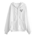 thumbnail image 4 of White Zip Up Hoodie Womens Hoodie Oversized Sweatshirt Casual Hoodie Daily Wear Casual Women's Hoodies And Sweatshirts Zip Up Long Sleeve Pocket Drawstring Jacket For Daily Wear, 4 of 4