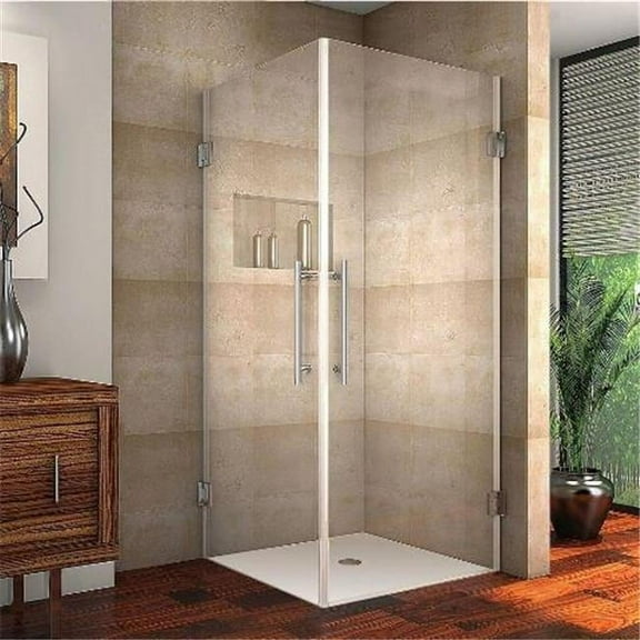 AstonGlobal SEN989-SS-34-10 Vanora 36 x 36 x 72 in. Completely Frameless Square Shower Enclosure in Stainless Steel