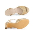 thumbnail image 4 of BLISSFUL STEP Women's Platform Rhinestone Slingback Block High Heels Sandals Gold 8, 4 of 7