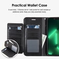 thumbnail image 5 of Designx Series Leather Wallet Phone Case With 6 Card Slots Cash Slot And Lanyard For Iphone 14 Pro Max 6.7 - Black, 5 of 8
