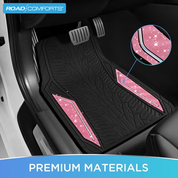 Road Comforts Hyper Pillar Car Floor Mat - All-Weather, Universal Fit for Most Cars Beige Hot Hot Pink
