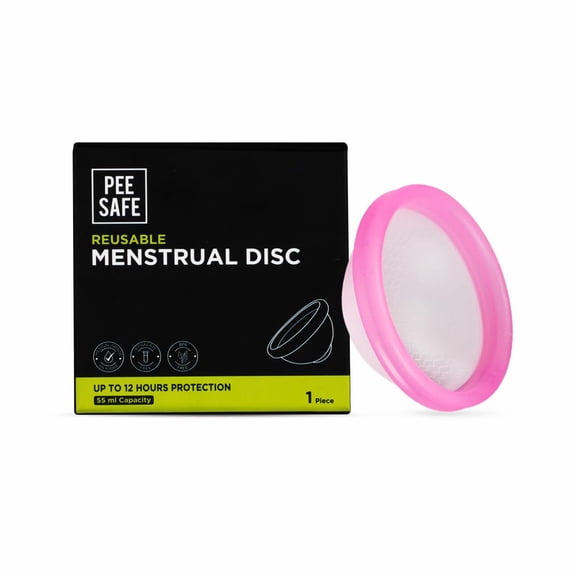 Pee Safe Reusable Menstrual Disc | 1 Reusable Menstrual Disc   1 Spandex Storage Pouch | Capacity Of 55 Ml | Made Of Medical Grade Silicone