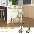 thumbnail image 5 of RiteSune Bar Carts for The Home, Gold Bar Cart with 3 Tier Glass Shelves, Home Bar Serving Carts with Wheels, Wine Cart with Wine Holders for Kitchen, Party (28.5" D x 15" W x 32" H), 5 of 14