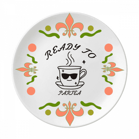 

Tea Cup Drinking Sunglassess Party Flower Ceramics Plate Tableware Dinner Dish