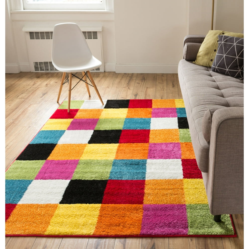 Well Woven Modern Rug Squares Multi Geometric Accent 3'3" x 5' Area Rug