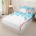 thumbnail image 2 of Castle Fairy Baseball Ice Cream Zipper Full Size Comforter Sets with Fitted Sheet and 2 Pillowcases, Ball Gamer Zipper Bedding Set, Blue White Red,4pcs, 2 of 6