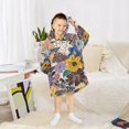 thumbnail image 6 of FORMRS Wearable Blanket Hoodie with Sleeves for Kids Cozy Flannel Sweatshirt, Colorful Flowers, 6 of 7