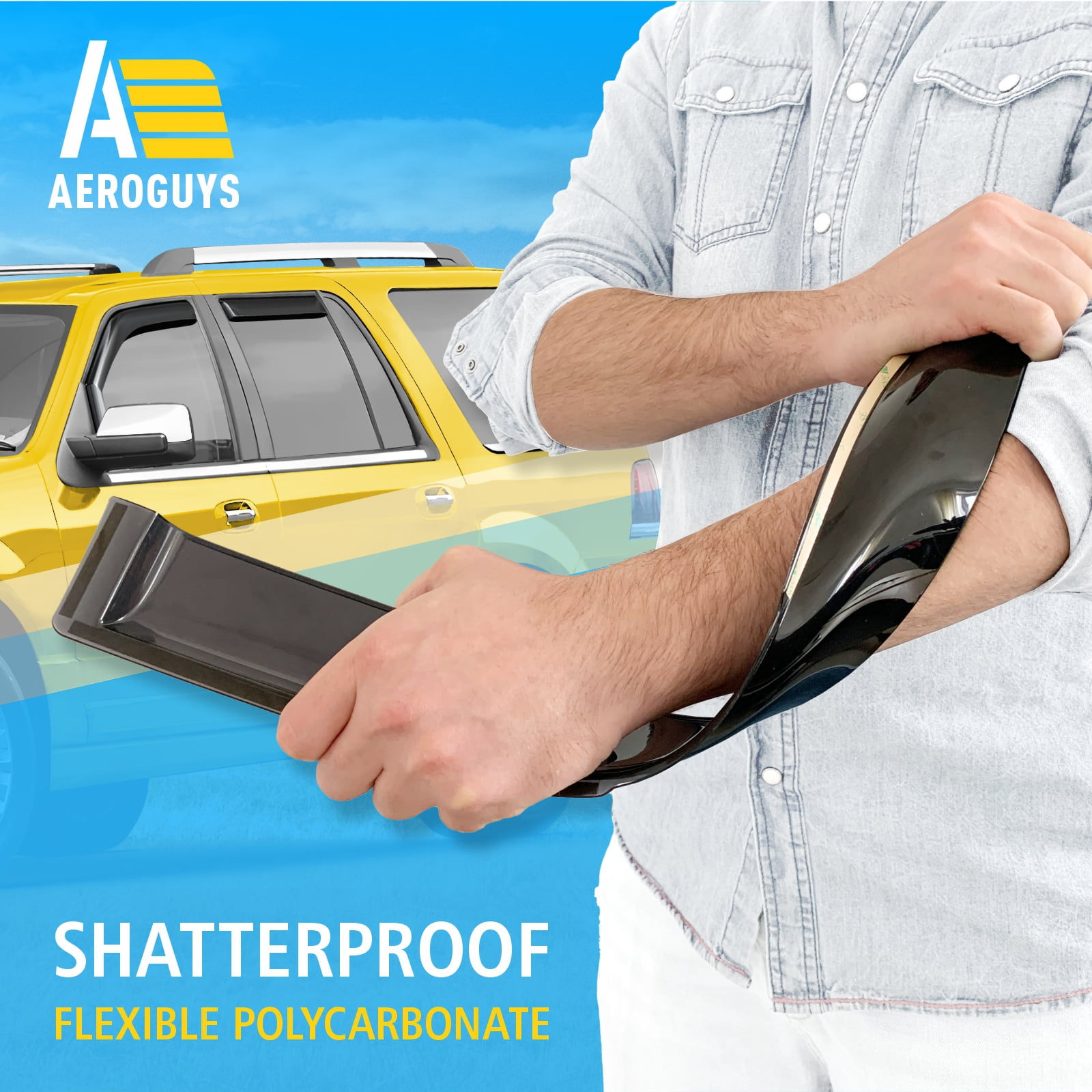 AEROGUYS In-Channel Window Deflectors Extra Durable Window Visors Rain Guards Fit for Lincoln Navigator 2007-2017, Sun Visors, Wind Deflectors, Vent Visors, Car Accessories - 4pcs. AG0551