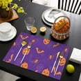 thumbnail image 3 of Purple Halloween Pumpkins Bats and Spiders Summer Placemats Table Placemats Set Of 6-Linen Kitchen Washable Placemats Table Mats 11.8"x17.7" Non-Slip Heat Resistant, 3 of 5