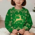 thumbnail image 5 of Tdoqot Girls Christmas Sweatshirts- Pullover Long Sleeve Crewneck Cute Kids Festive Shirts Green Size 14, 5 of 7